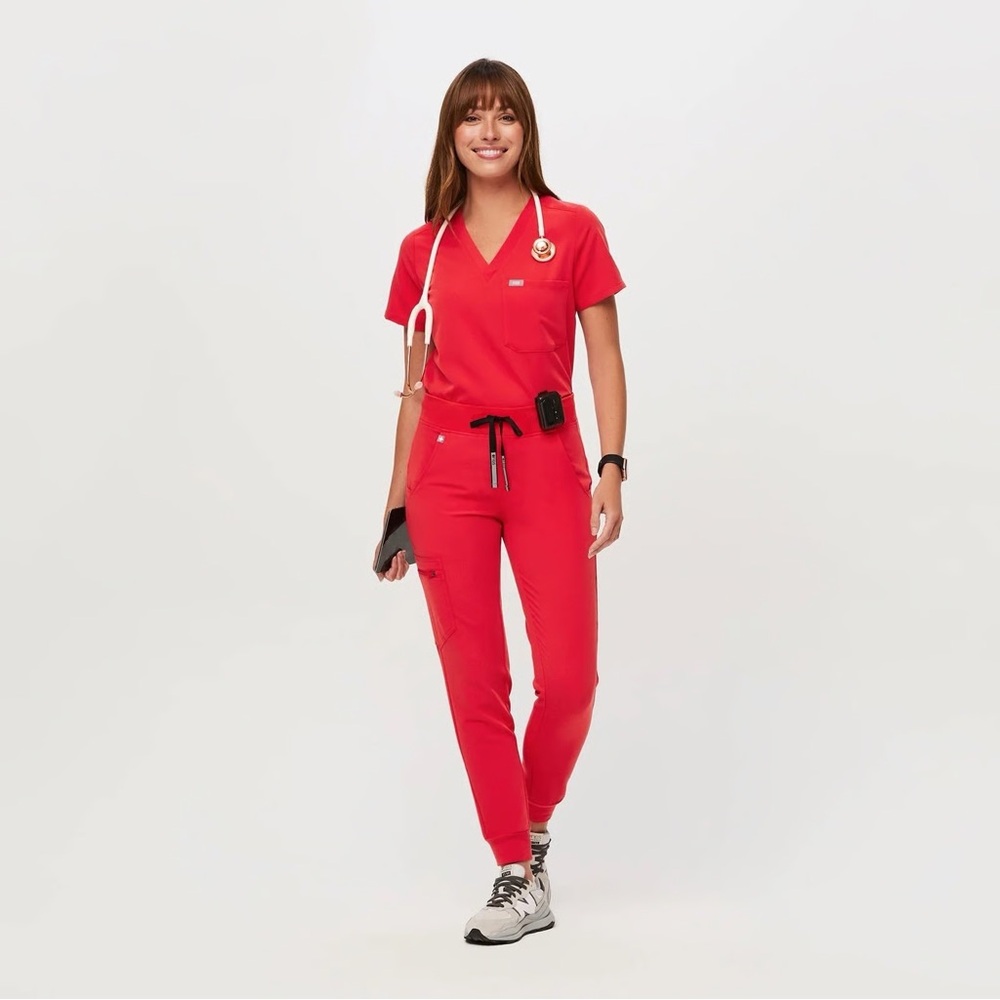 Figs Neon Red Scrub Set